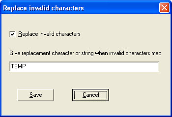 invalid characters